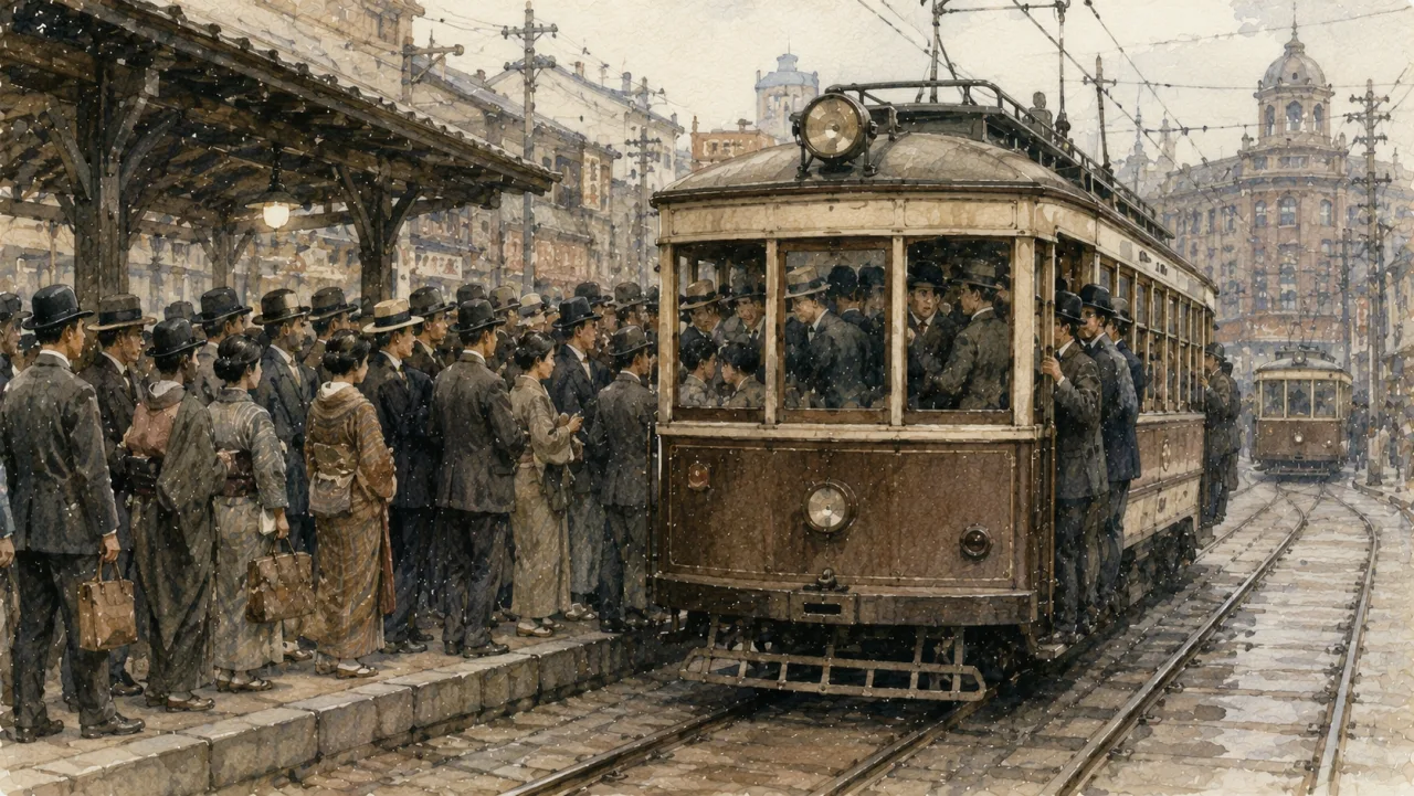 電車の混雑について の表紙イラスト