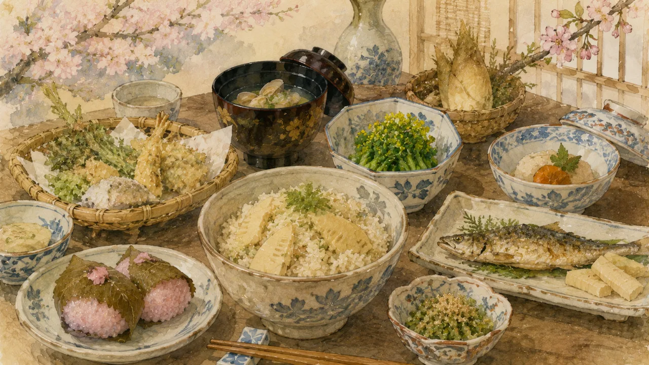 食道楽（春の巻・抜粋） の表紙イラスト