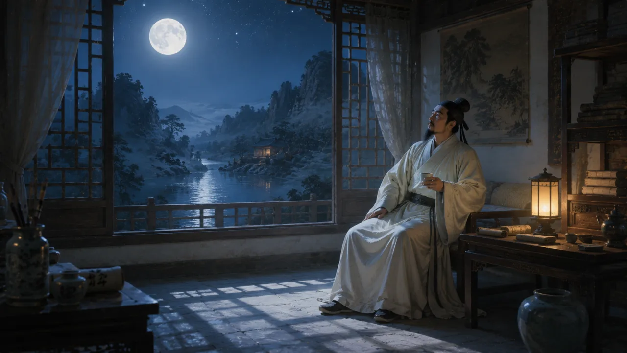 李 白『静 夜 思』 ─ 月 と 故 郷 を 思 う 二 十 字 の表紙イラスト