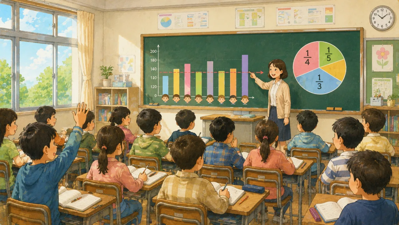 平 均 と 分 数 ─ 江 戸 算 数 か ら 学 ぶ「分 け 方」 の表紙イラスト